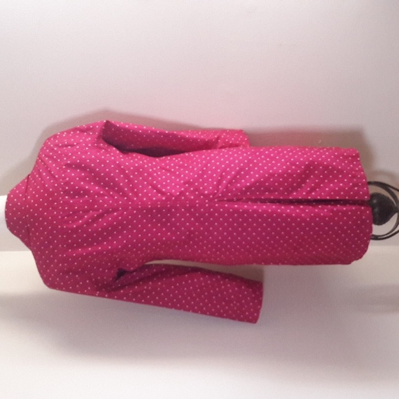 Lands End button front pink polka dot rain jacket/Trench SizeXS - Picture 6 of 14